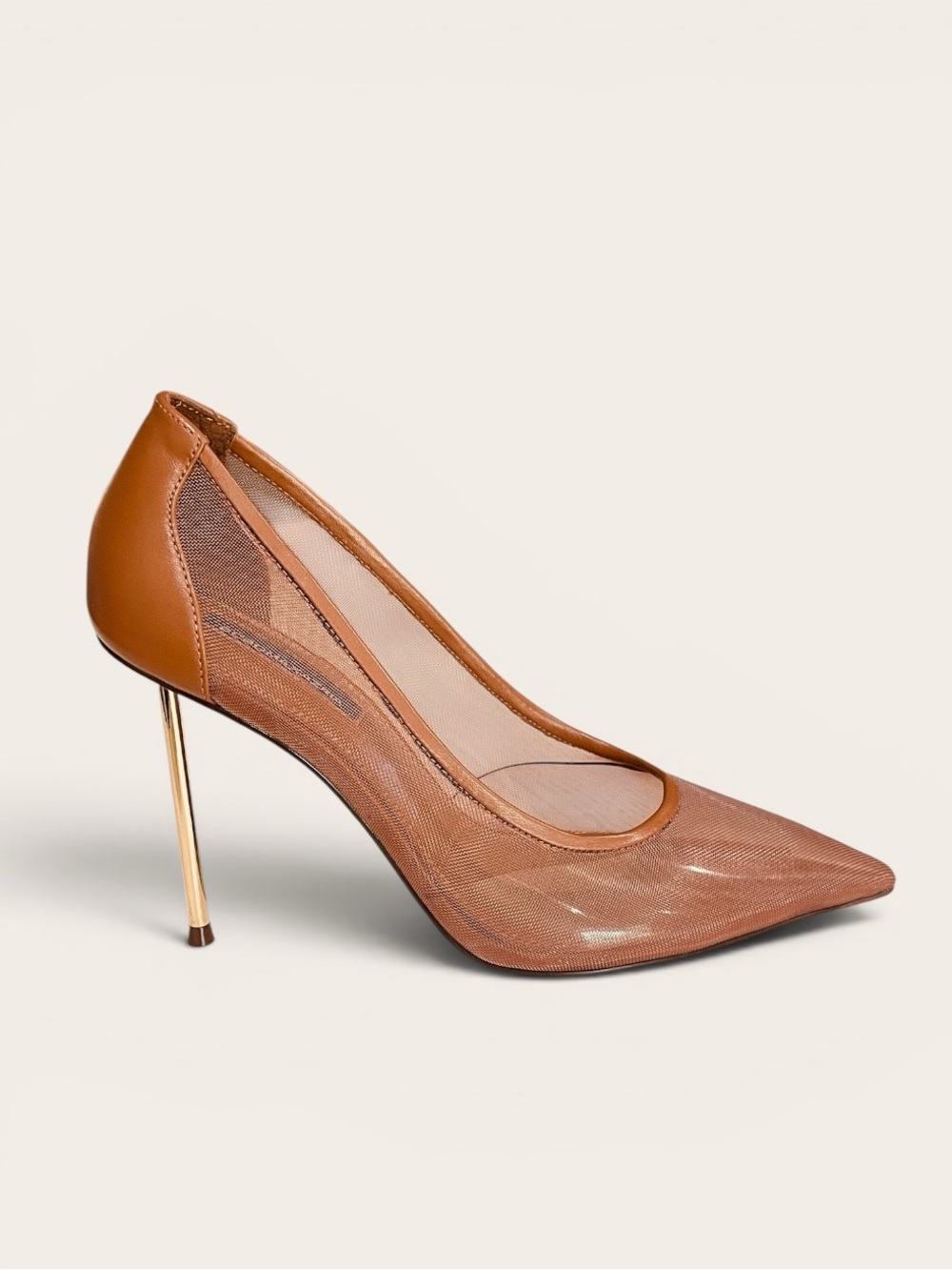 BCBG Max Azria Nude Brown Mesh Pointed Toe Stiletto Pumps Size 7 | NWOB - Picture 2 of 8